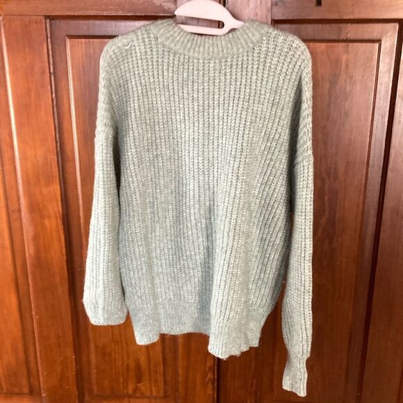Sonoma NWOT Teal Cable Knit Oversized Recycled Pullover Crewneck Sweater Sz L - Picture 4 of 9
